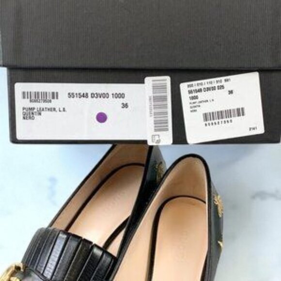 NIB Authentic Gucci Embroidered leather mid-heel pump - Picture 9 of 11